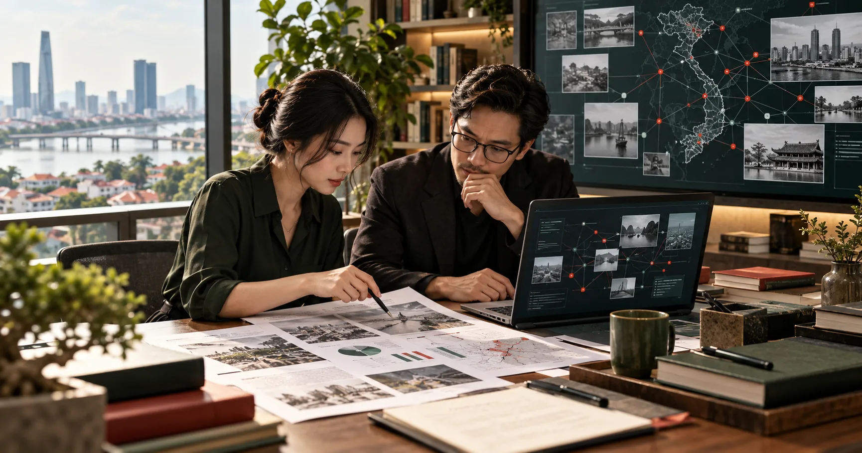 Minh họa biên tập về quy trình nghiên cứu và kiểm chứng nguồn